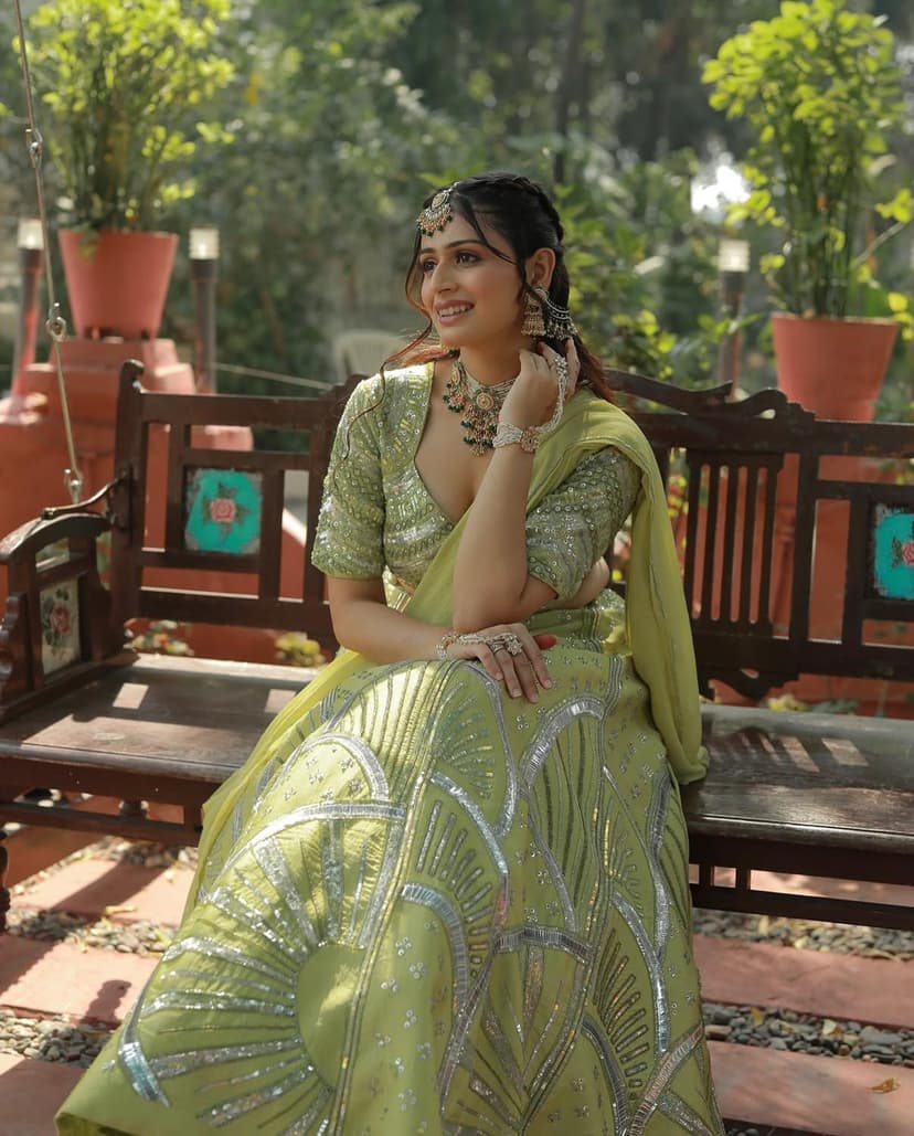 Lime Green Mehendi Special Gota Patti Lehenga